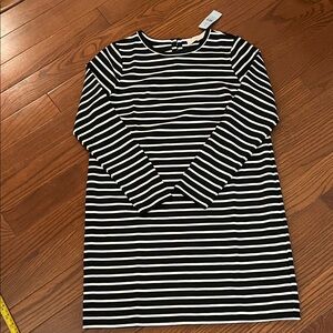 LOFT Black and White Striped dress NWT